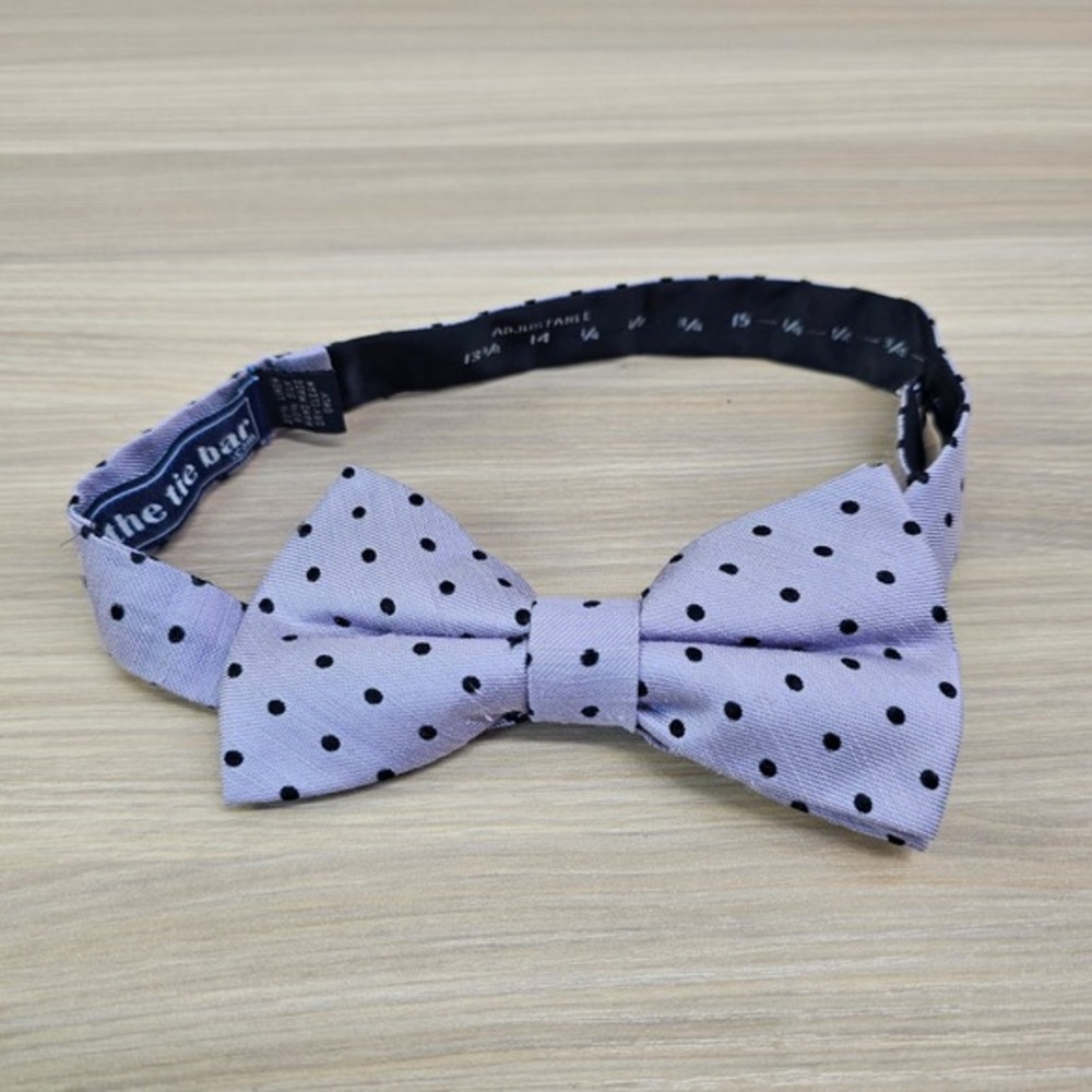 Polka Dot Bow Tie Mens THE TIE BAR Lavender Purple Linen Silk Ribbon‎ Party Prep